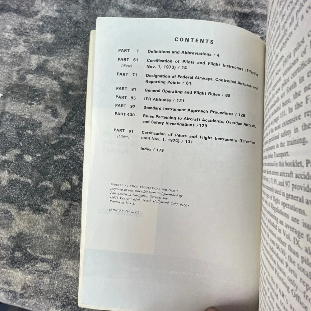 Federal Aviation Regulations for Pilots 1973 Vintage FAA Handbook PB
